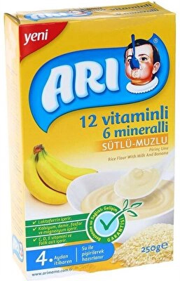 Arı Mama 12 Vitaminli 6 Mineralli Sütlü Muzlu Pirinç Unu 250 g