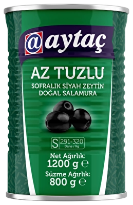 Aytaç Salamura Az Tuzlu Siyah Zeytin (S) 291-320 800G