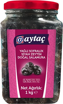 Aytaç Yağlı Siyah Zeytin Cam(S-XS)291-350 1Kg