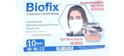 Biofix  10'lu 3 Katlı Lastikli Maske Paket