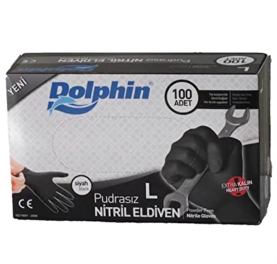 Dolphin Nitril Pdrsız Siyah Ekstra Kalın (L) Adet