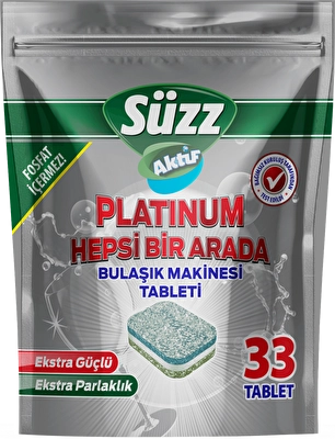 Süzz Aktif Platinum Bulaşık Tableti 33'lü 33 lü