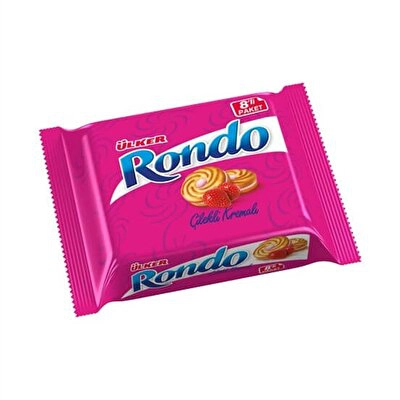 Ülker Rondo Çilekli Kremalı Sandviç Bisküvi 8*61 g
