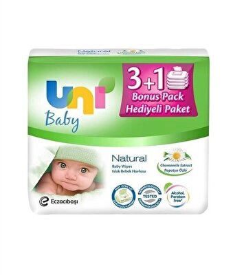 Uni Wipes Natural Islak Havlu 4*56'lı