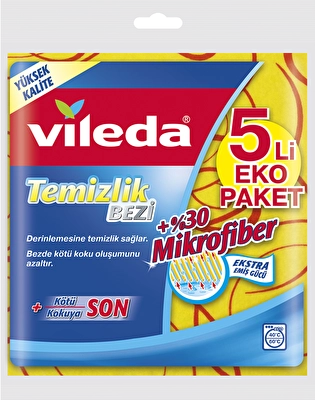 Vileda %30 Mikrofiber Düz Temizlik Bezi 5 li
