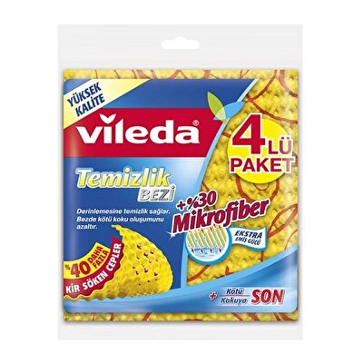 Vileda %30 Mikrofiber Novolon Temizlik Bezi 4 Eko Paket 4 lü